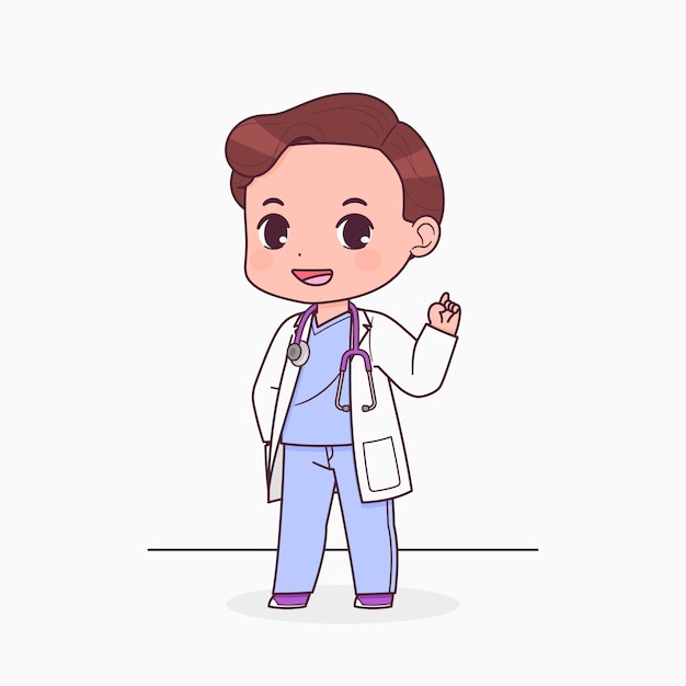 Free vector hand drawn doctor  cartoon illustration