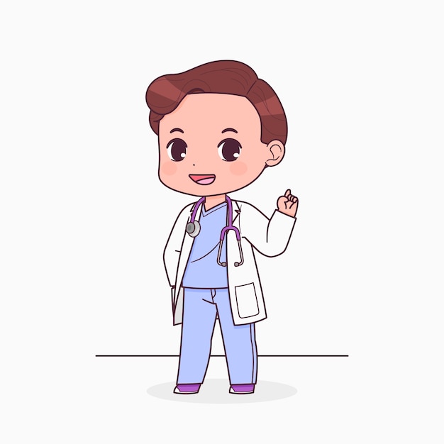 Free Vector hand drawn doctor  cartoon illustration