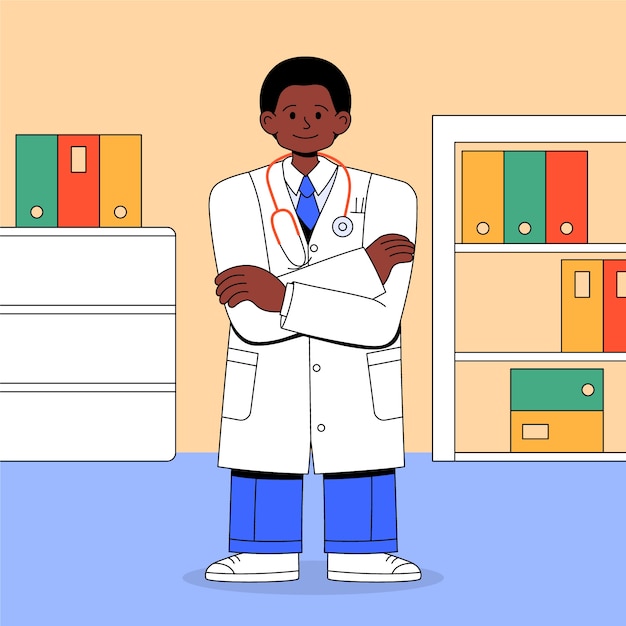 Hand drawn doctor cartoon illustration