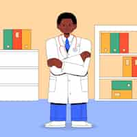 Free vector hand drawn doctor cartoon illustration