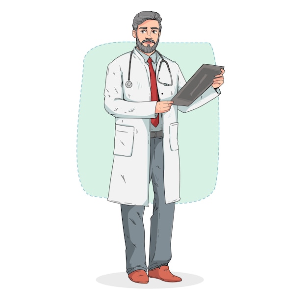 Hand drawn doctor cartoon illustration