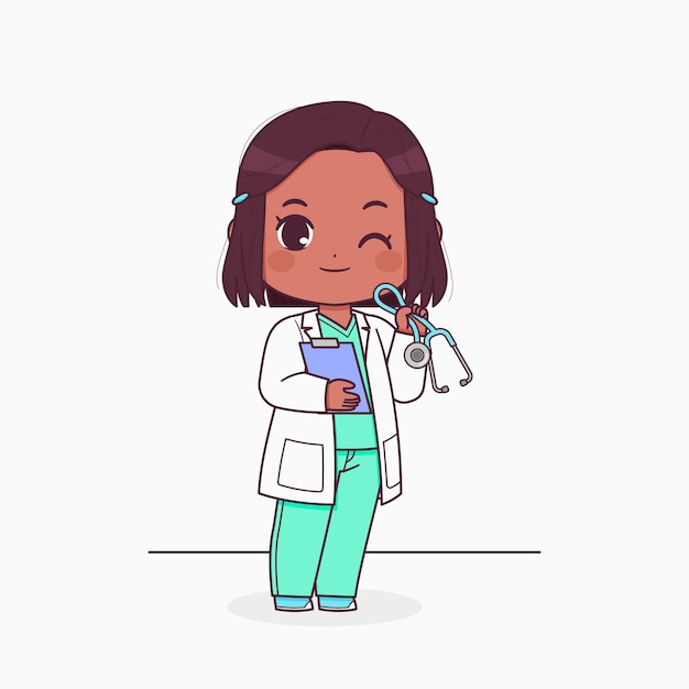 Free vector hand drawn doctor  cartoon illustration