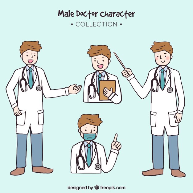 Hand drawn doctor character pack