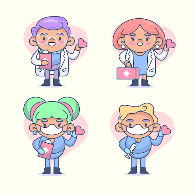 Free Vector hand drawn doctors and nurses