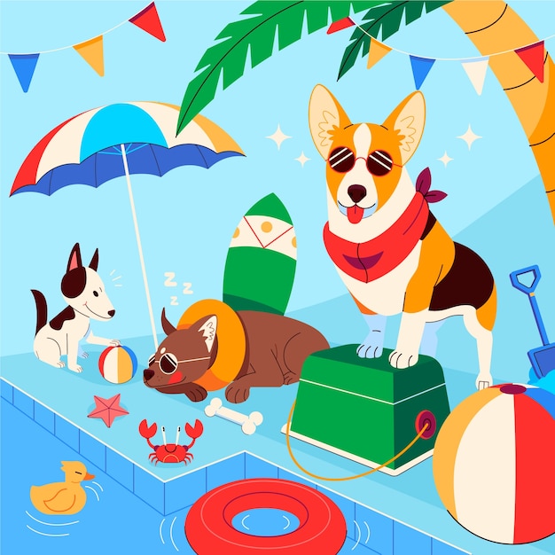 Hand drawn dog birthday invitation