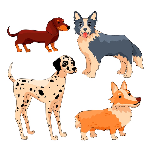 Free vector hand drawn dog breeds collection