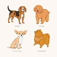 Free vector hand drawn dog breeds illustration