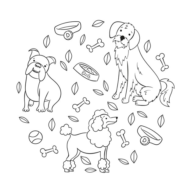 Hand drawn dog outline illustration