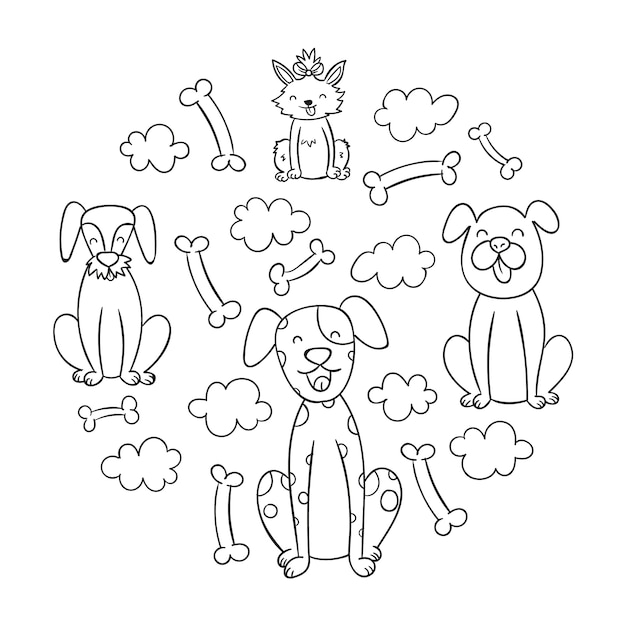 Hand drawn dog outline illustration