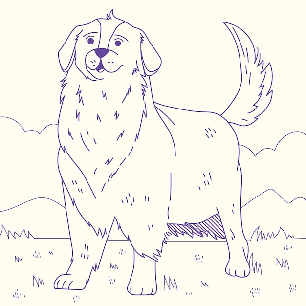 Hand drawn dog outline illustration