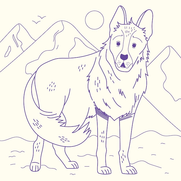 Free vector hand drawn dog outline illustration