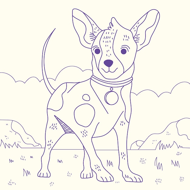 Hand drawn dog outline illustration