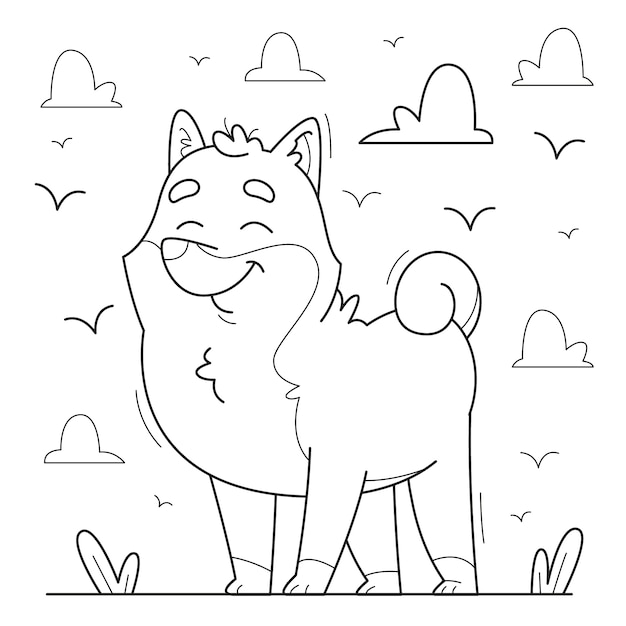 Hand drawn dog outline illustration