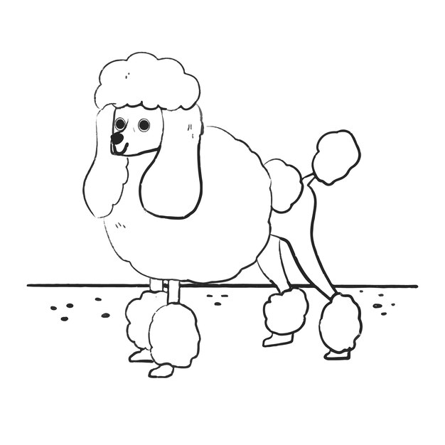 Нарисованная вручную собака, набросок иллюстрации