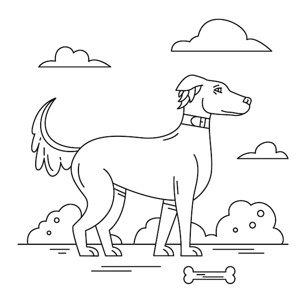 Hand drawn dog outline illustration