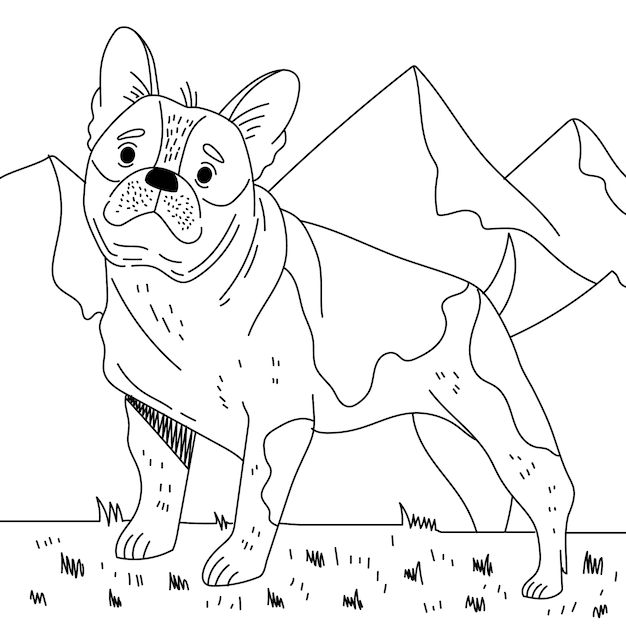 Нарисованная рукой иллюстрация контура собаки