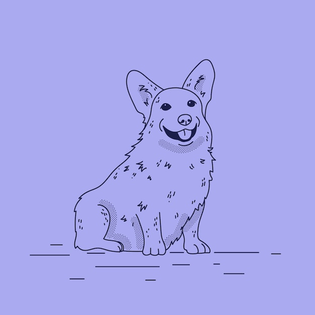 Hand drawn dog outline illustration