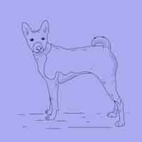 Бесплатное векторное изображение Нарисованная рукой иллюстрация контура собаки