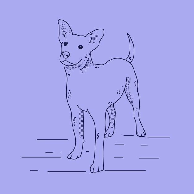 Hand drawn dog outline illustration