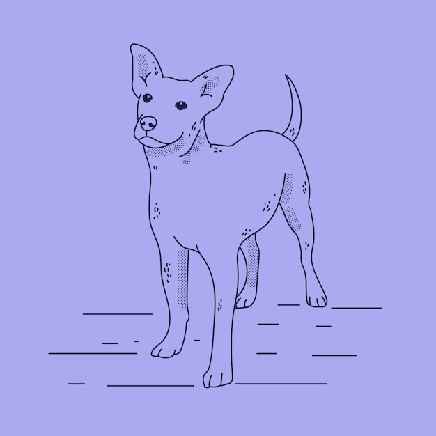 Hand drawn dog outline illustration