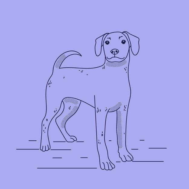 Hand drawn dog outline illustration