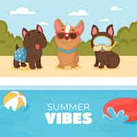 Free vector hand drawn dog pool party illustration