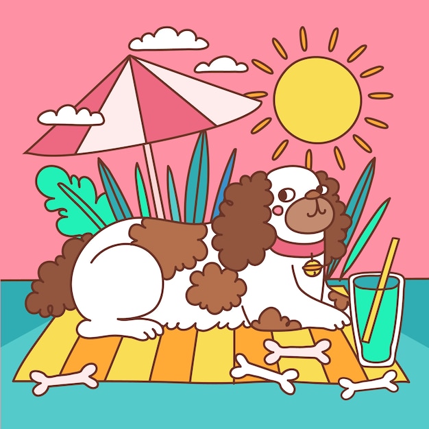 Free vector hand drawn dog pool party illustration