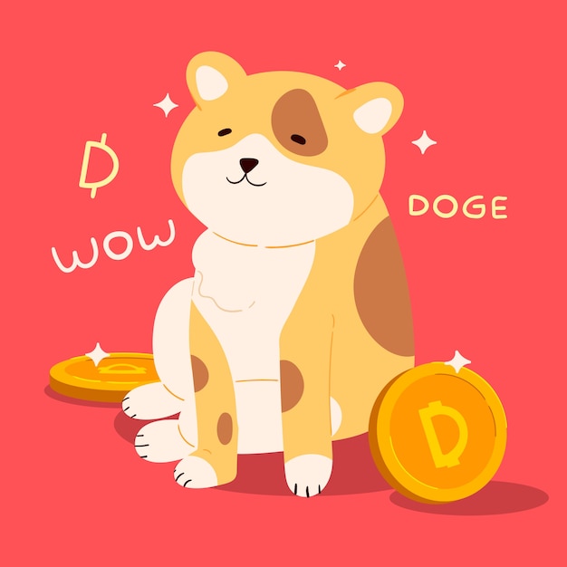 Hand drawn dogecoin illustration