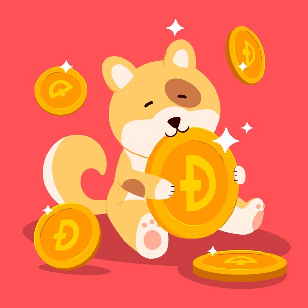 Бесплатное векторное изображение Нарисованная рукой иллюстрация dogecoin