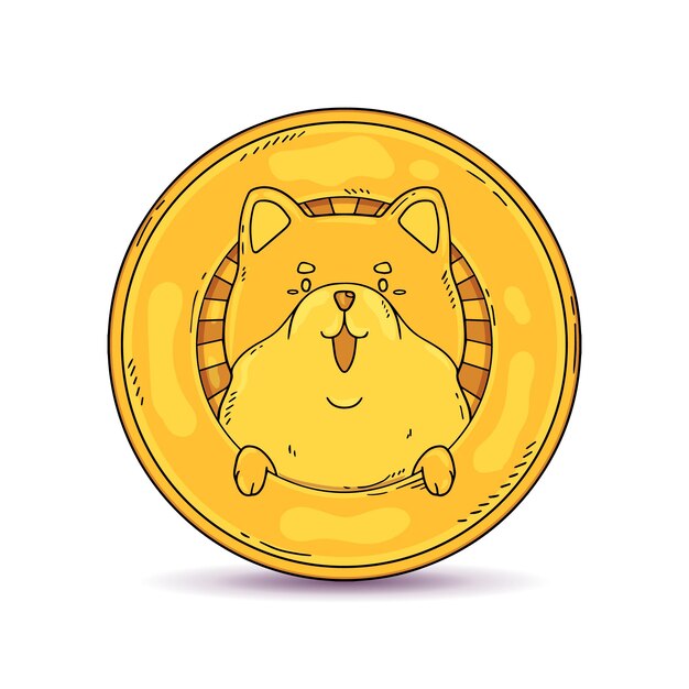 Нарисованная рукой иллюстрация dogecoin