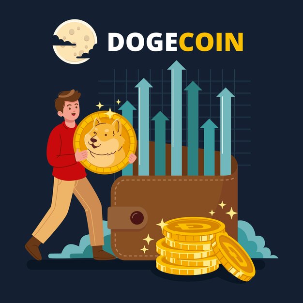 Illustrazione disegnata a mano di dogecoin