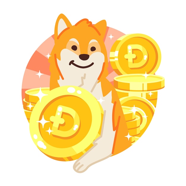 Нарисованная рукой иллюстрация dogecoin