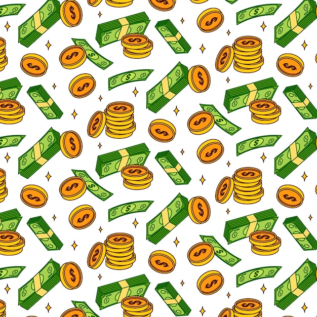 Free vector hand drawn dollar sign pattern background