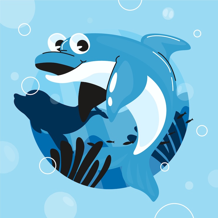 Free Vector hand drawn dolphin  cartoon illustration