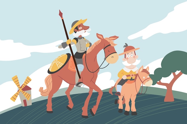 Free vector hand drawn don quixote illustration