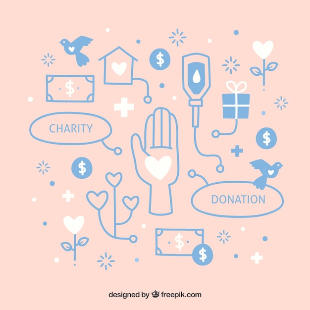 Free vector hand drawn donation elements background