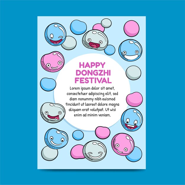 Hand drawn dongzhi festival greeting card template