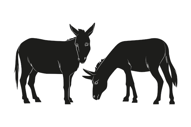 Free vector hand drawn donkey silhouette