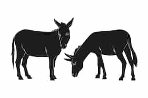 Free vector hand drawn donkey silhouette