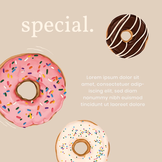 Free vector hand drawn donut instagram ad template