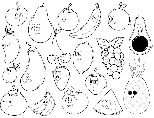 Free Vector hand drawn doodle adorable fruit collection