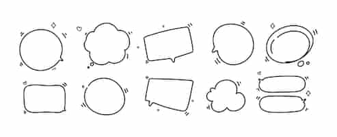 Free vector hand drawn doodle blank speech bubbles set