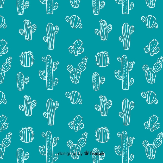 Hand drawn doodle cactus background