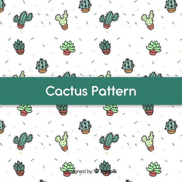 Hand drawn doodle cactus pattern