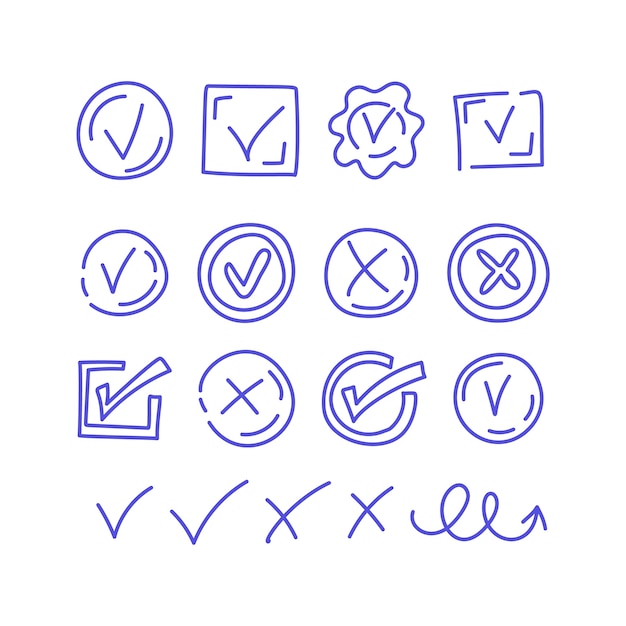 Hand drawn doodle check mark icon