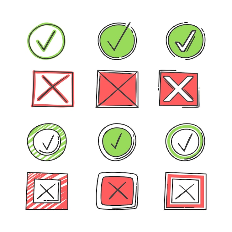 Free Vector hand drawn doodle check mark icons
