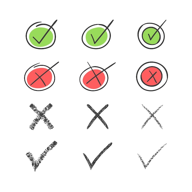 Free vector hand drawn doodle check mark icons