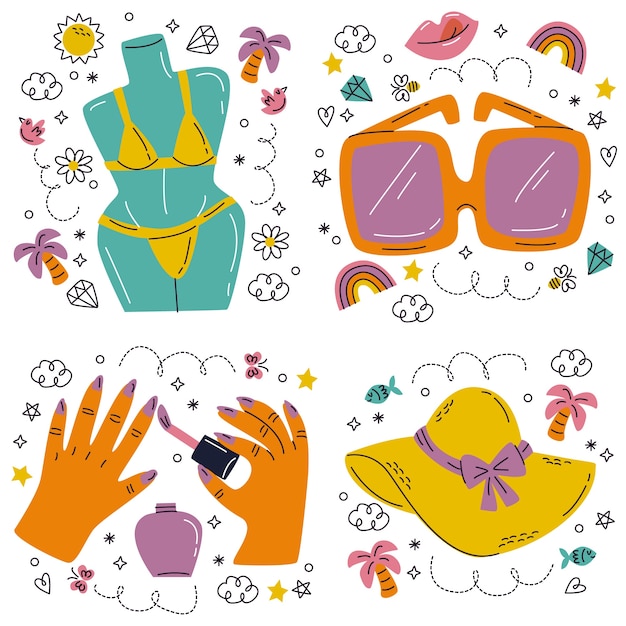 Hand drawn doodle fashion stickers