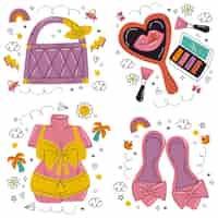 Free vector hand drawn doodle fashion stickers