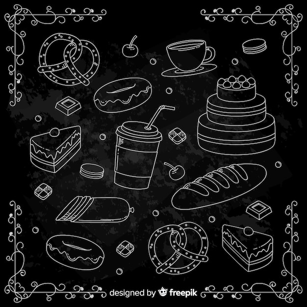 Hand drawn doodle food background